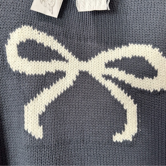 New Sincerely Jules Intarsia Bow Knit Sweater Top&Hair Bow Set Blue Women’s M - Picture 6 of 7